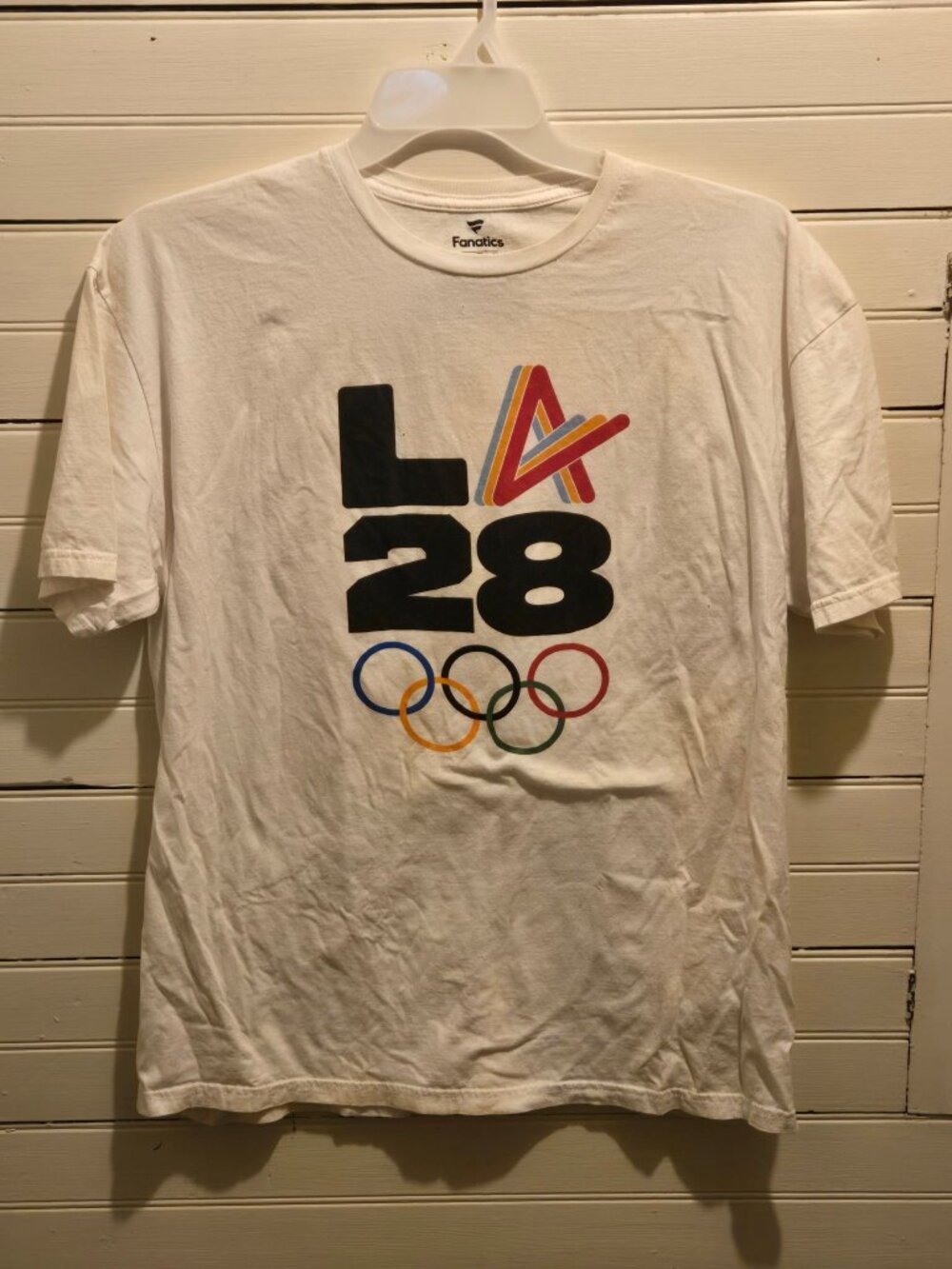 Fanatics Shirt XL LA28 Olympics Graphic White Crewneck Short Sleeve Tee